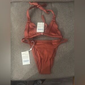 Rust Ribbed Bikini Set